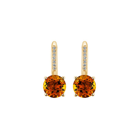 Diamond earrings with Citrine Carleton