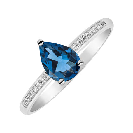 Diamond ring with Topaz Teardrop
