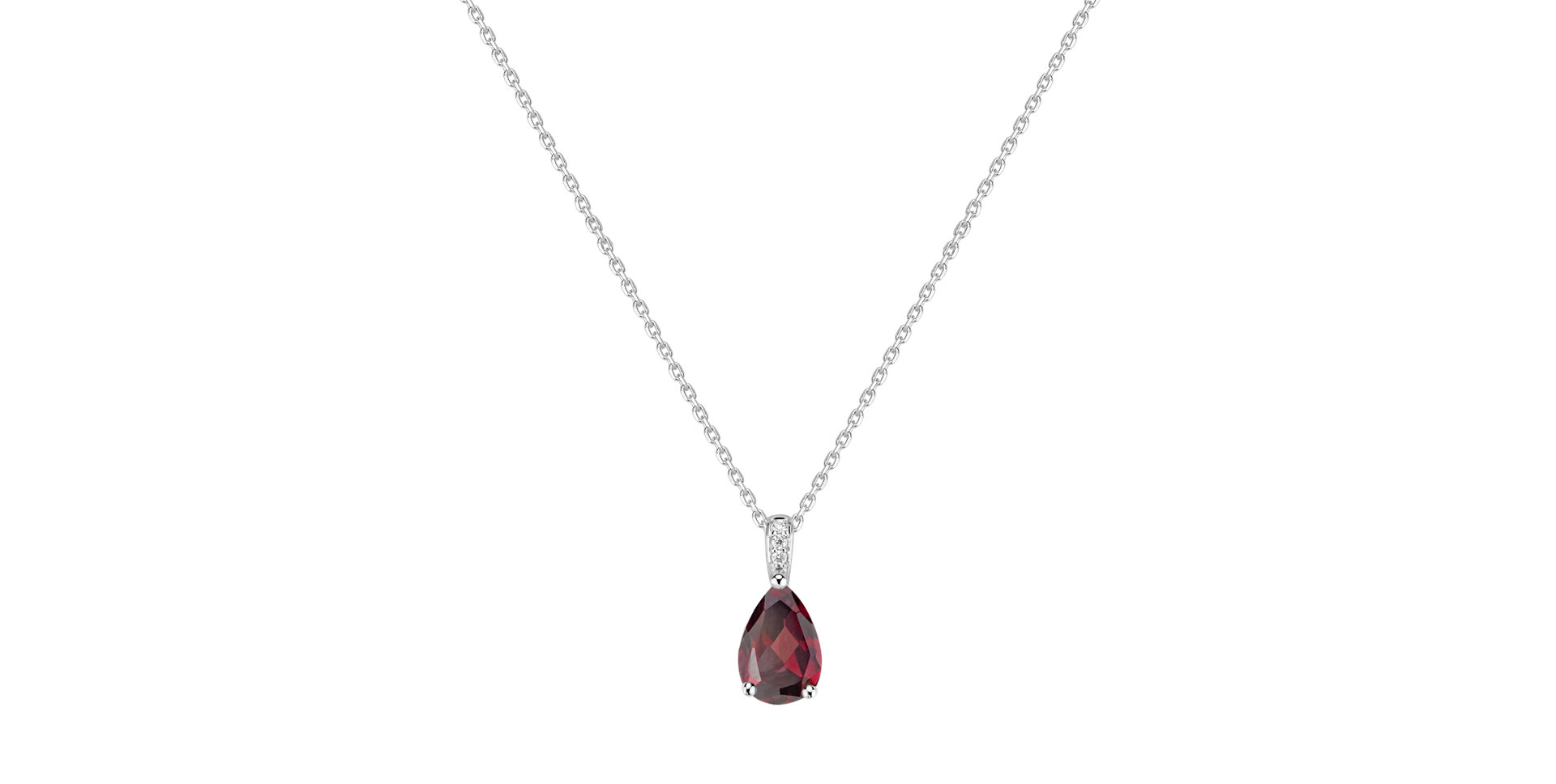 Diamond necklace with Rhodolite Teardrop