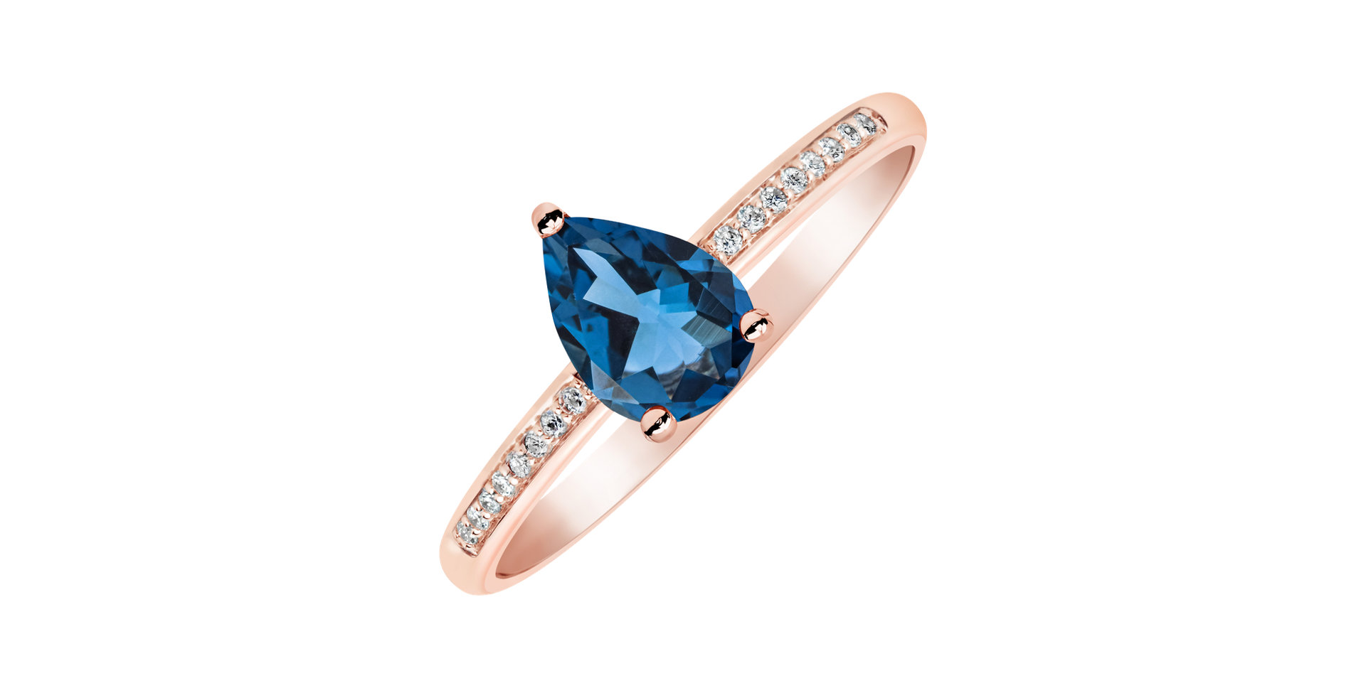 Diamond ring with Topaz Teardrop