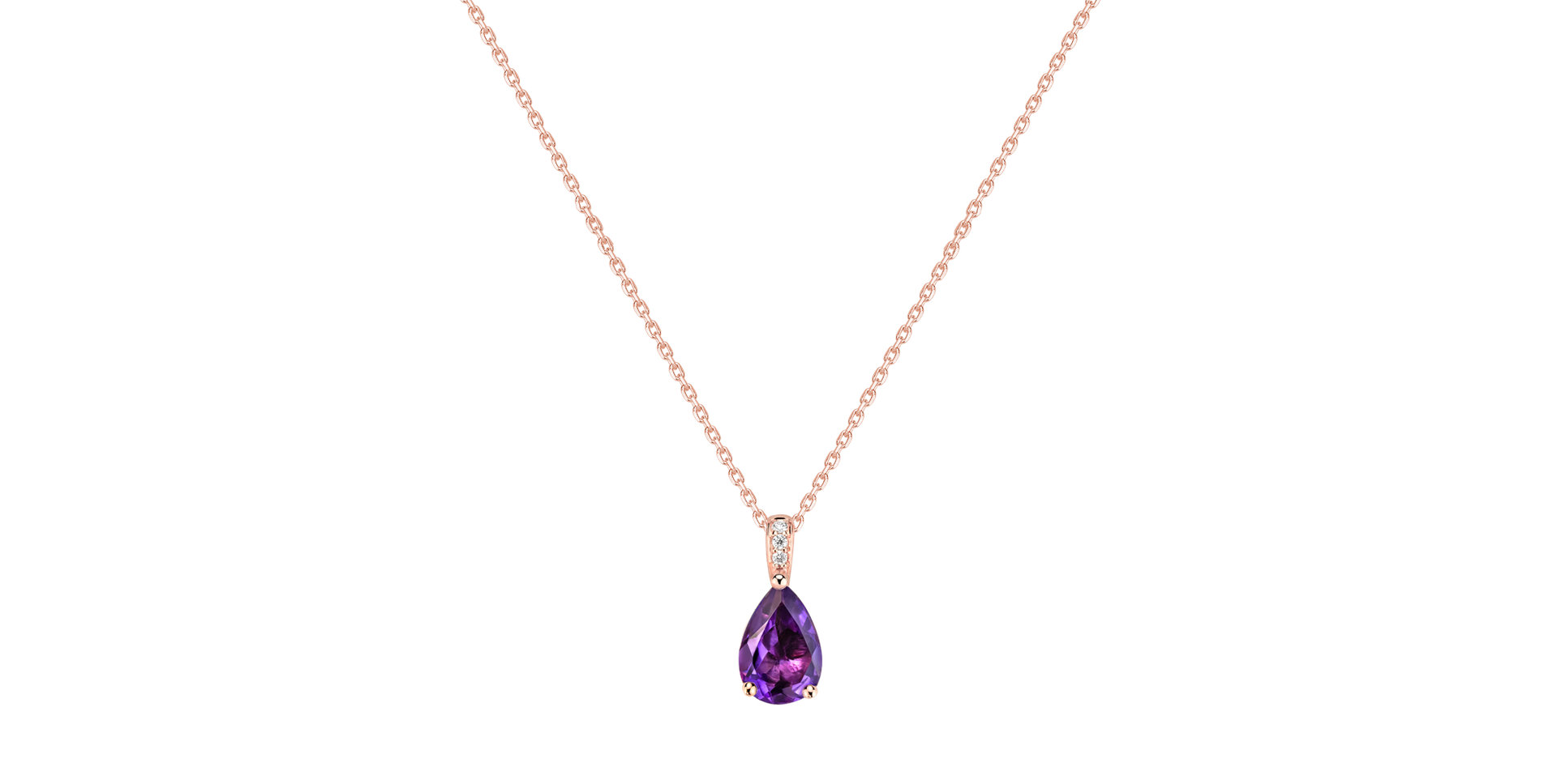 Diamond necklace with Amethyst Teardrop