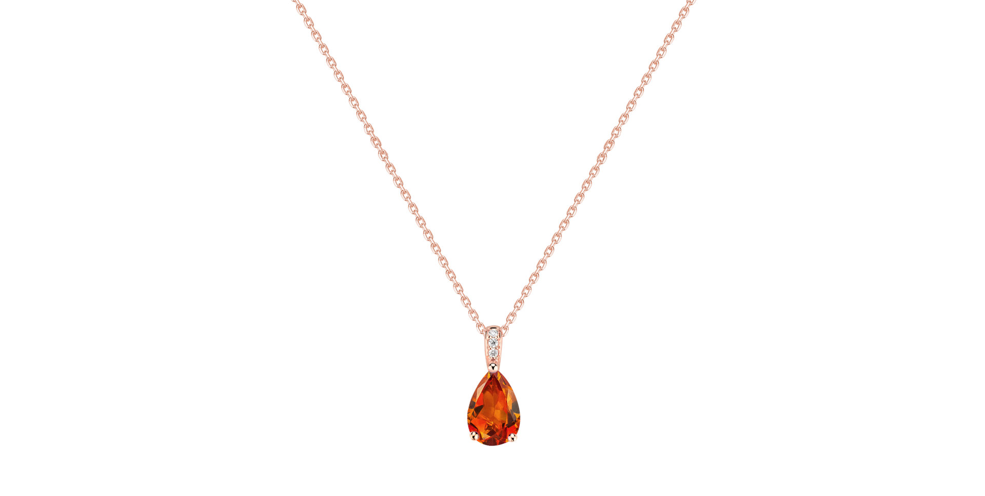 Diamond necklace with Citrine Teardrop