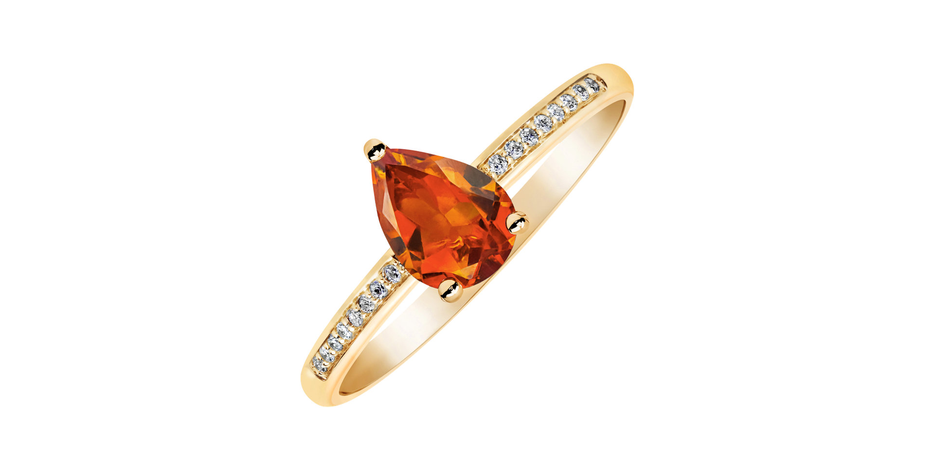Diamond ring with Citrine Teardrop