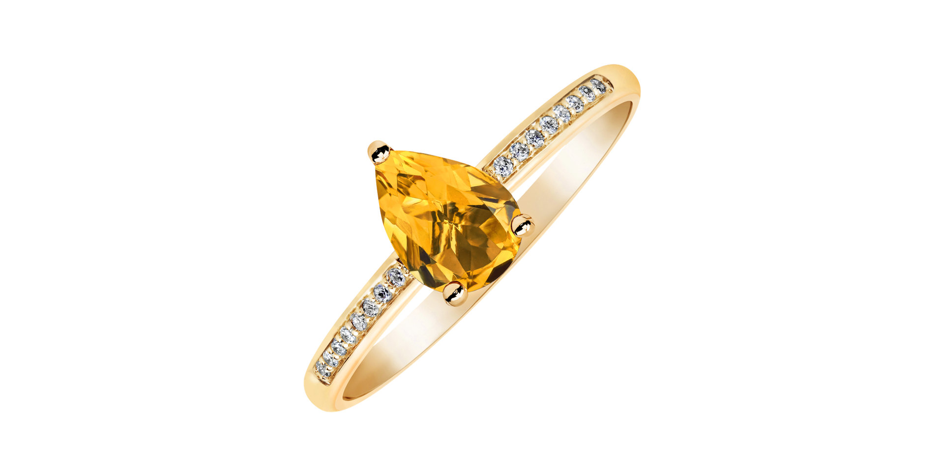 Diamond ring with Citrine Teardrop