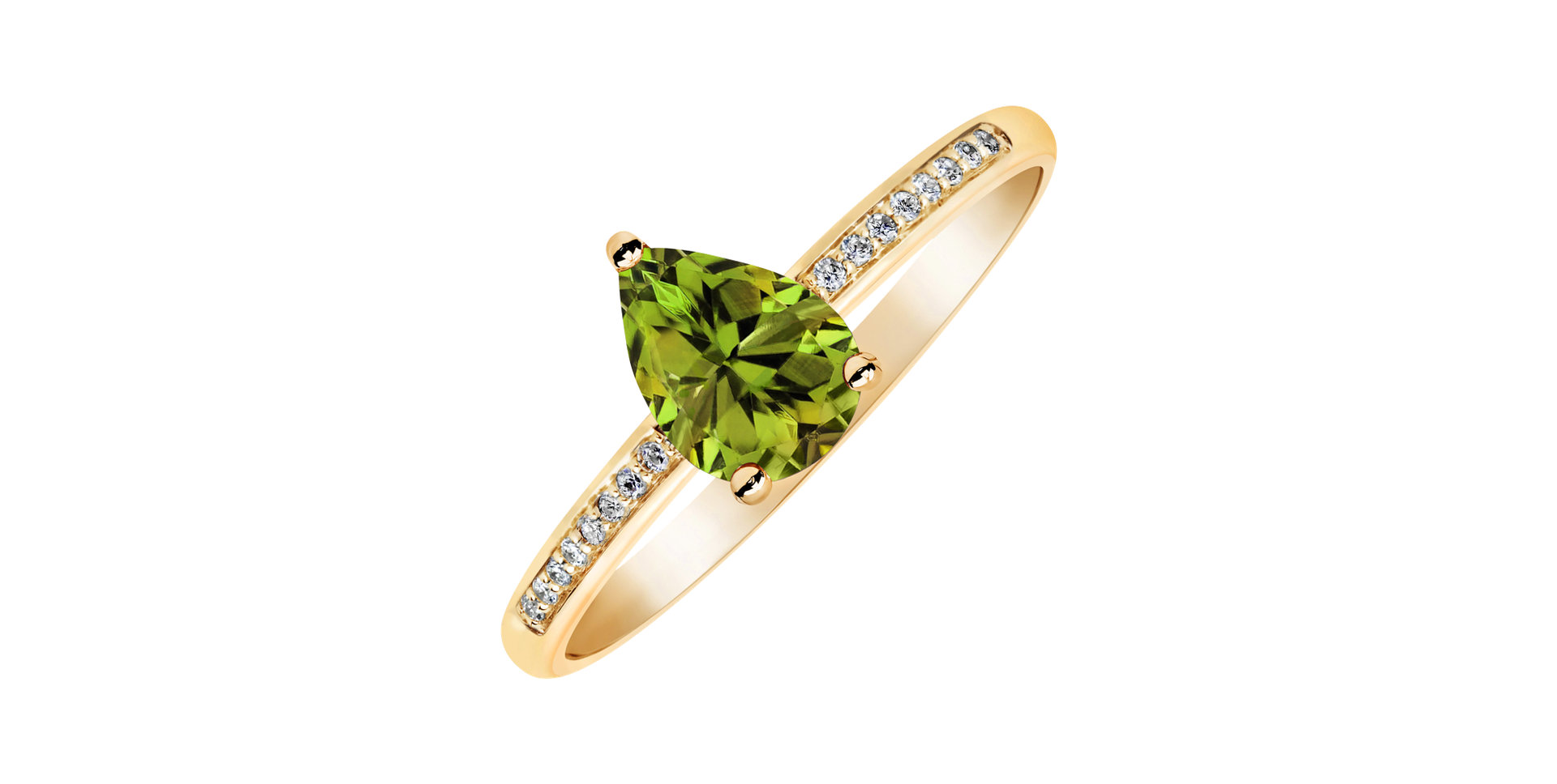 Diamond ring with Peridot Teardrop