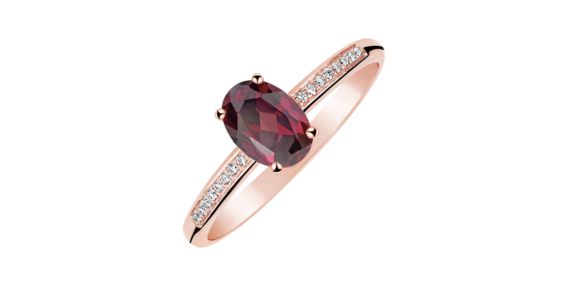 Diamond ring with Rhodolite Lauriene