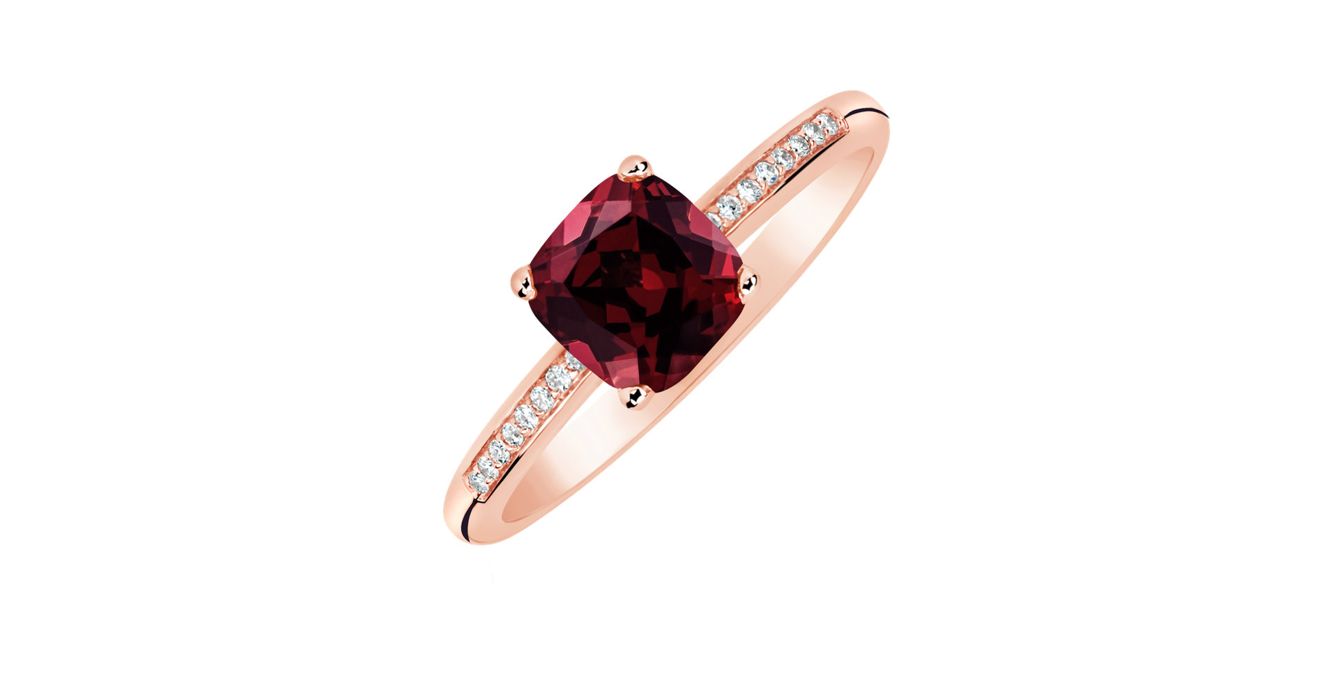 Diamond ring with Rhodolite Melody Symphony