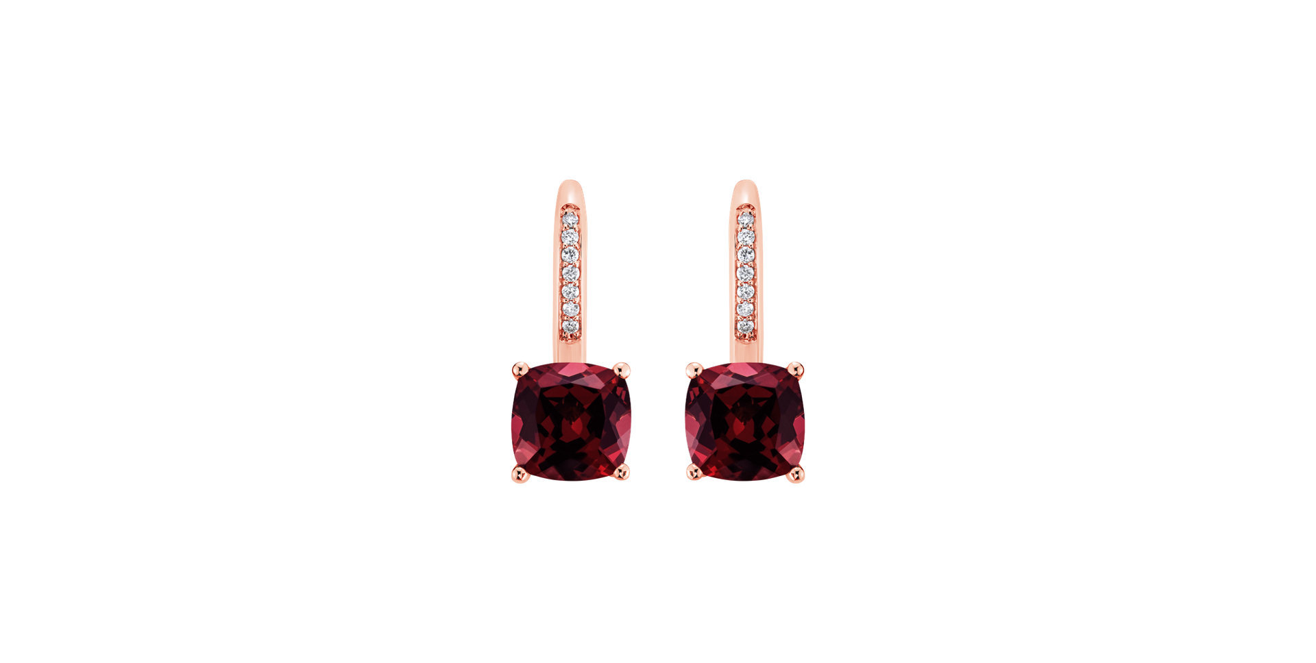 Diamond earrings with Rhodolite Calypso