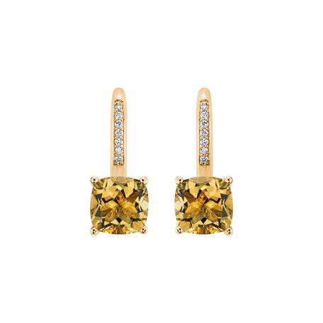 Diamond earrings with Citrine Calypso