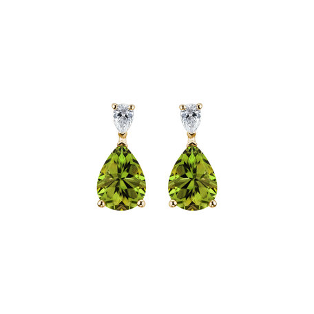 Diamond earrings with Peridot Whispers of Light