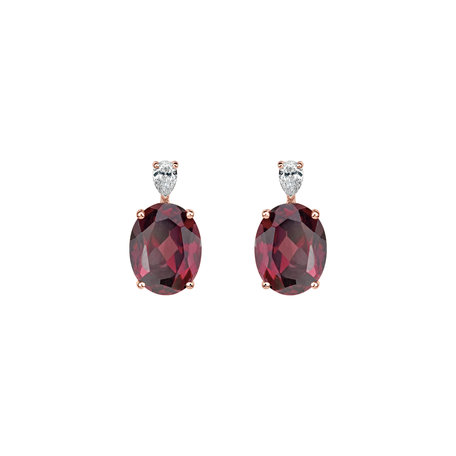 Diamond earrings with Rhodolite Annelise