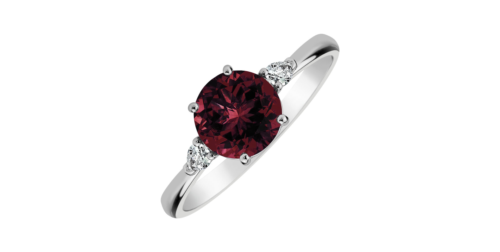 Diamond ring with Rhodolite Majestic Oasis