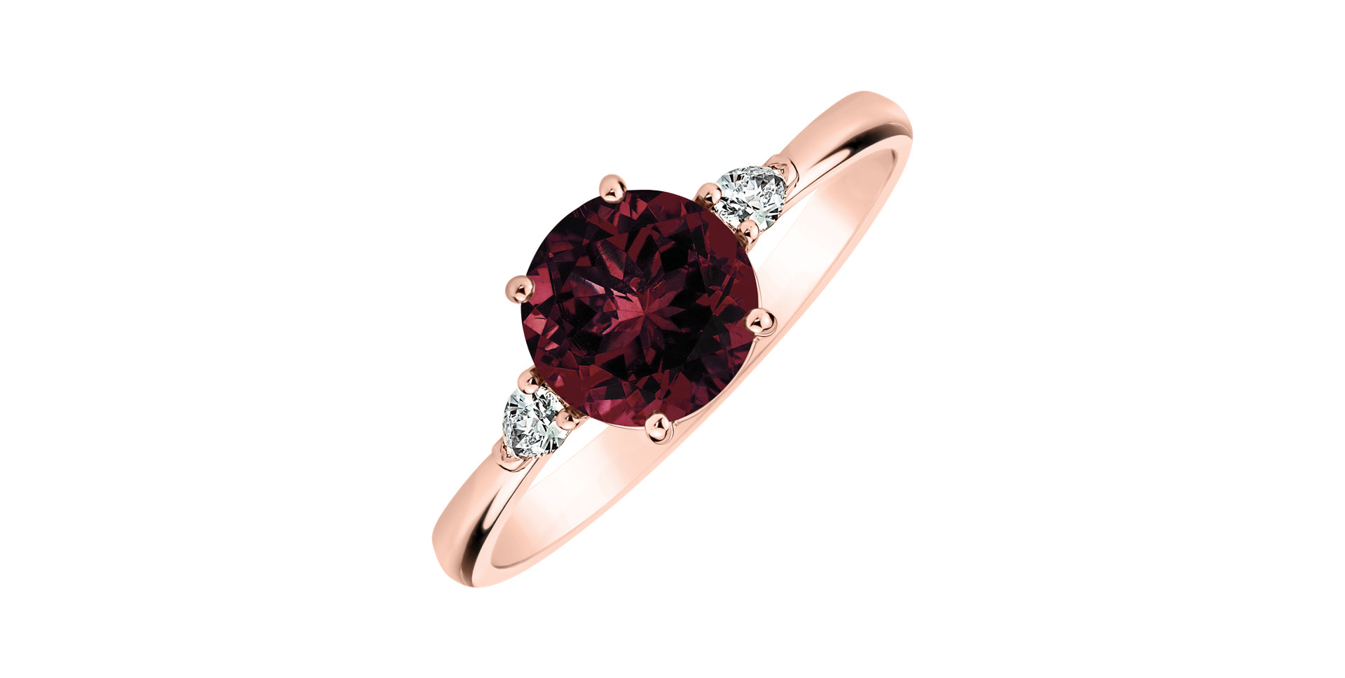 Diamond ring with Rhodolite Majestic Oasis
