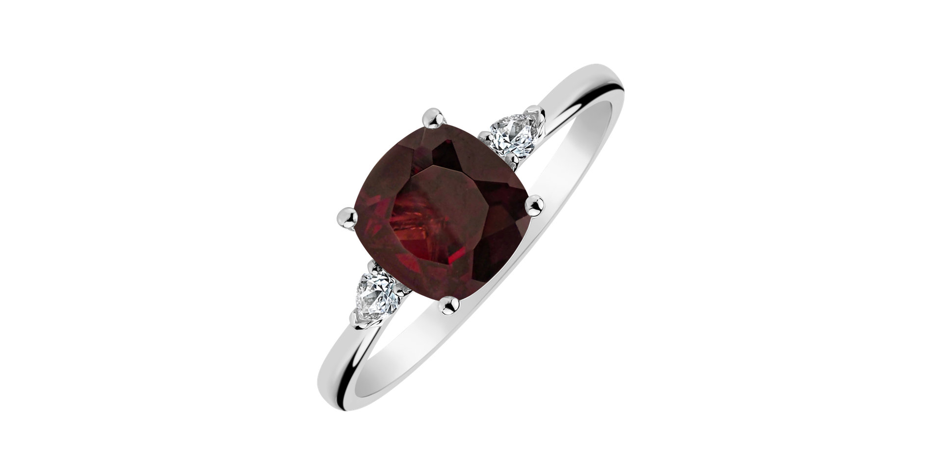Diamond ring with Rhodolite Mirabel