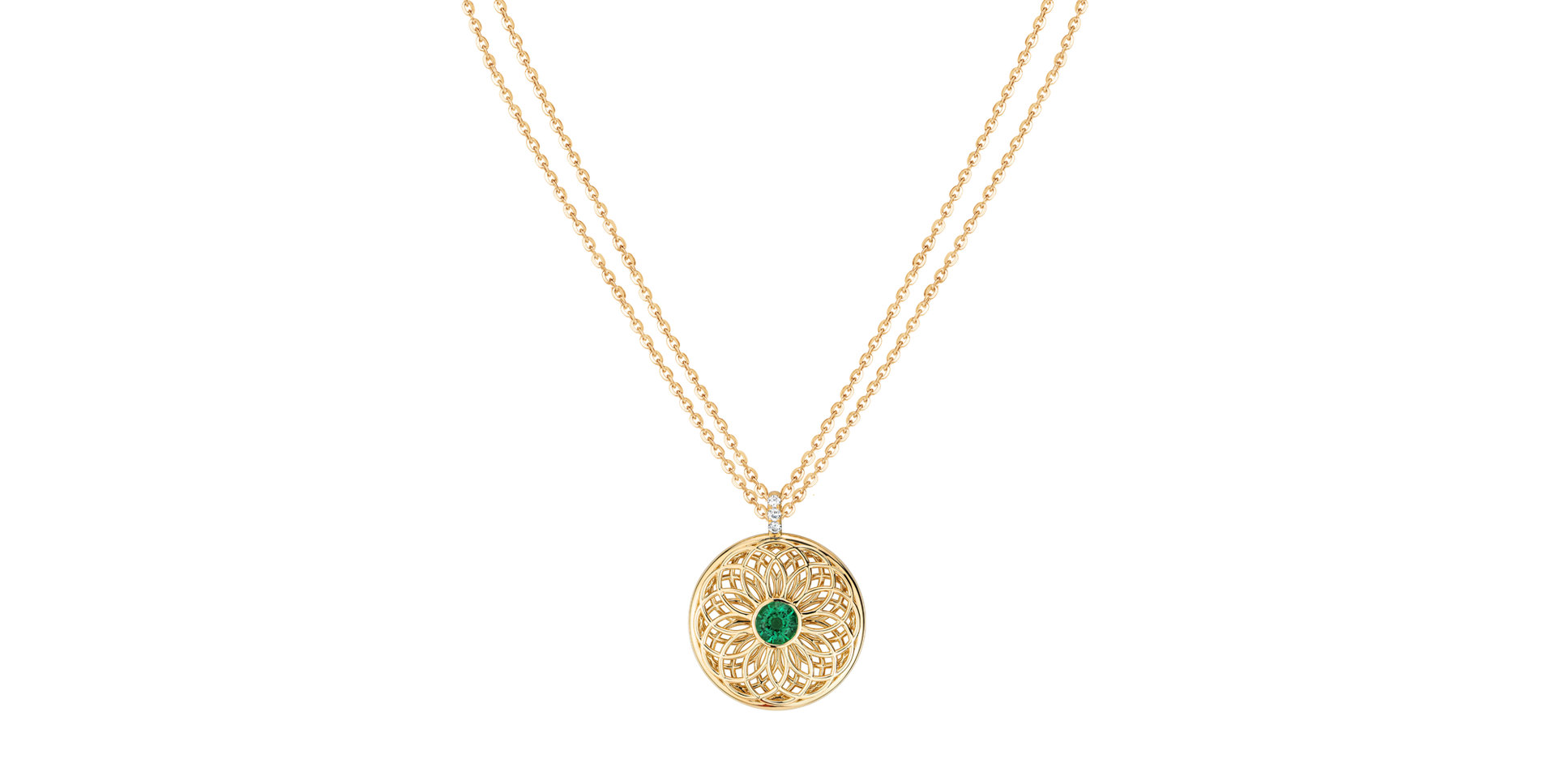 Diamond necklace with Emerald Sphere of Light