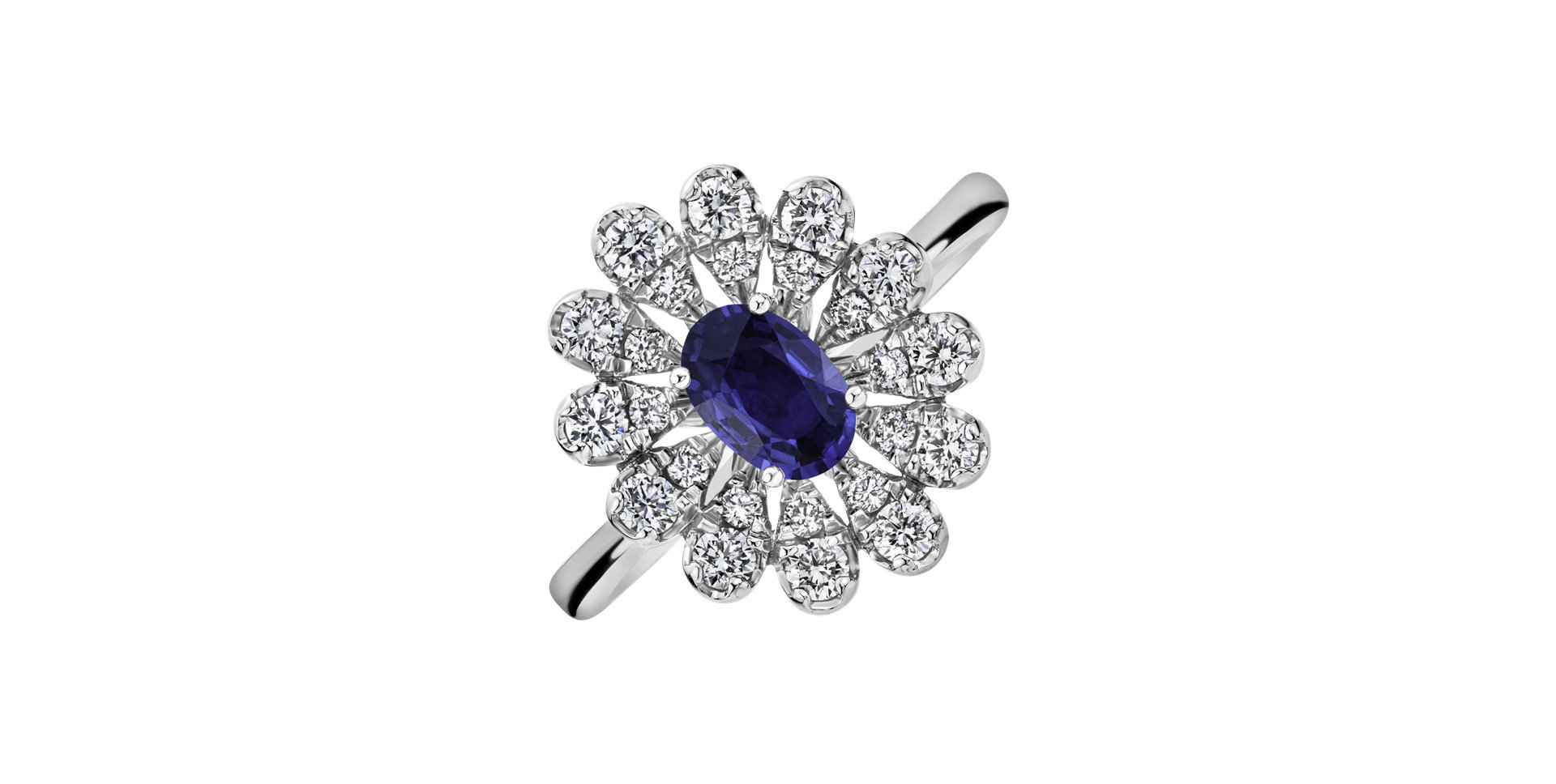 Diamond ring with Sapphire Starlight Bloom