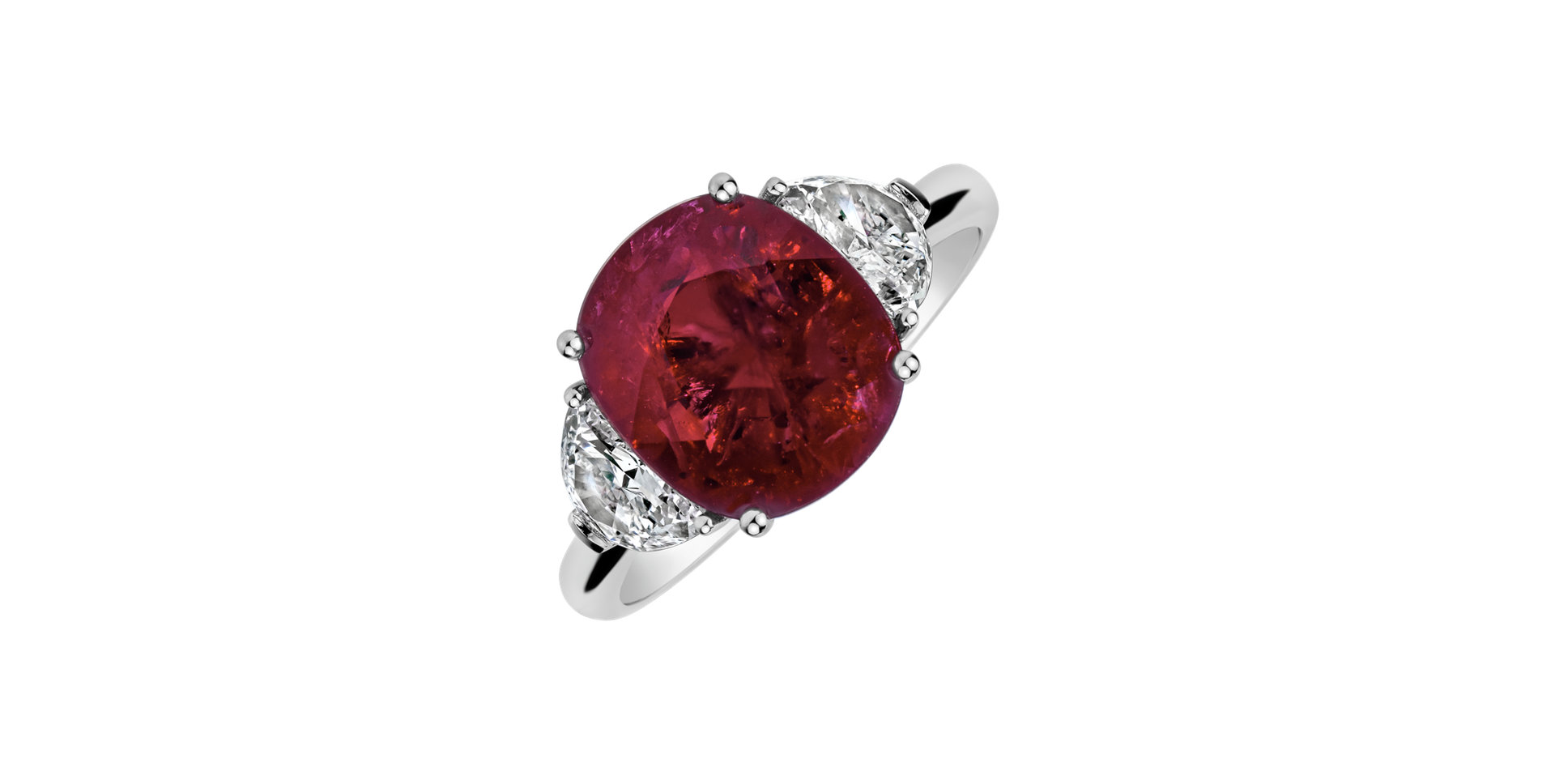 Diamond ring with Ruby Dynasty Gem