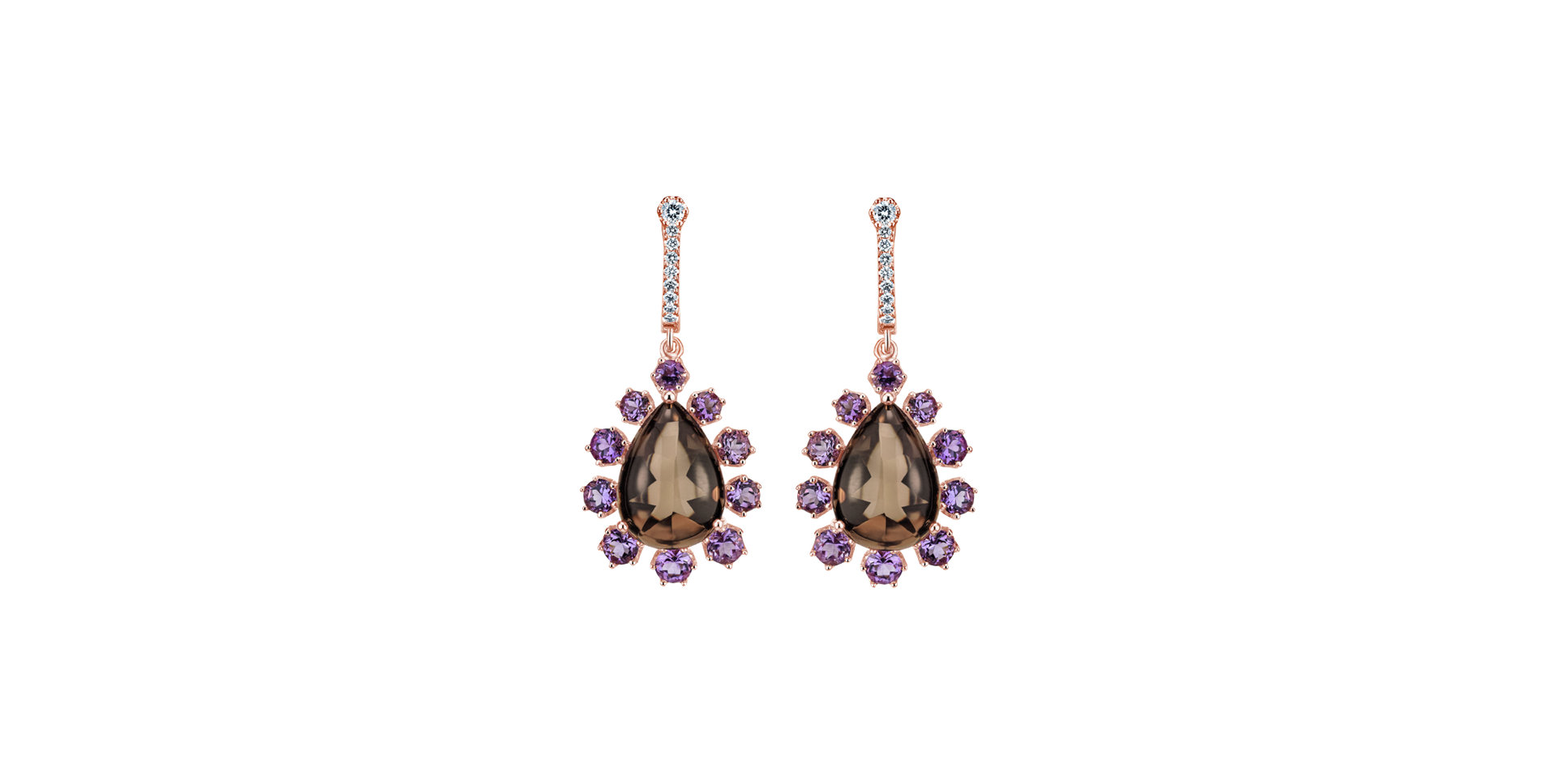 Diamond earrings with Quartz and Amethysts Astral Travel
