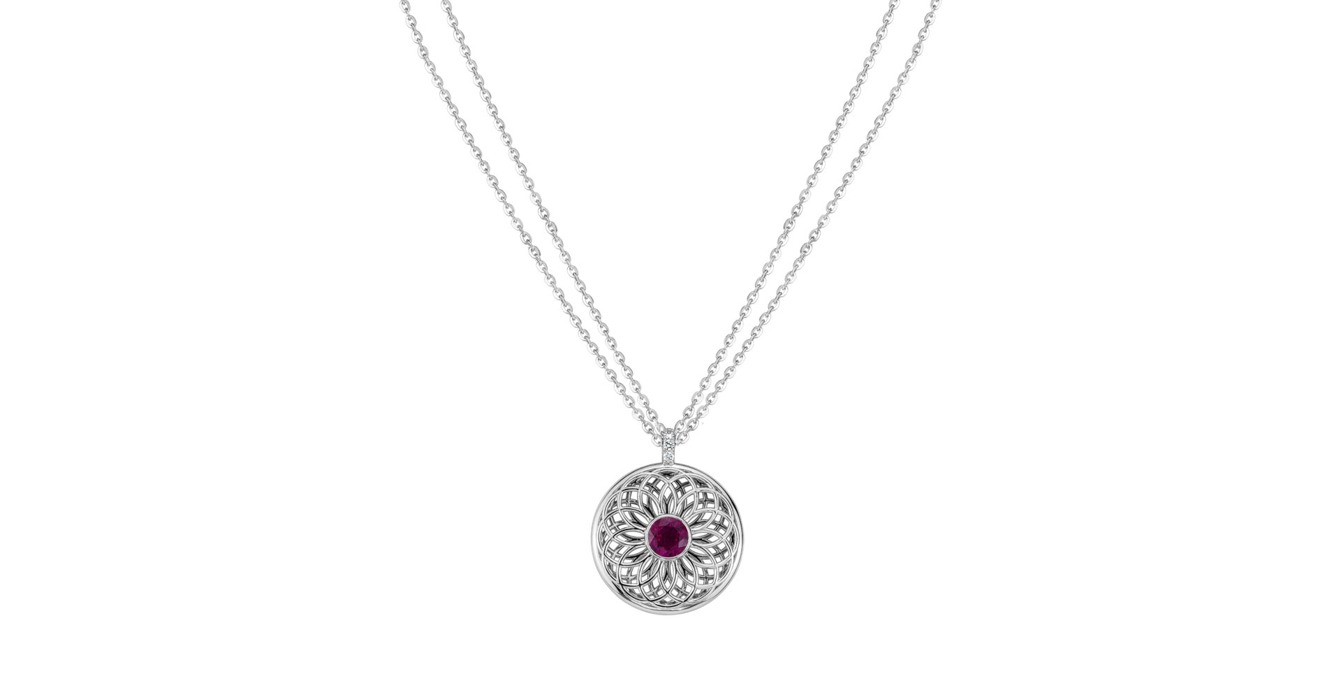 Diamond necklace with Ruby Sphere of Light