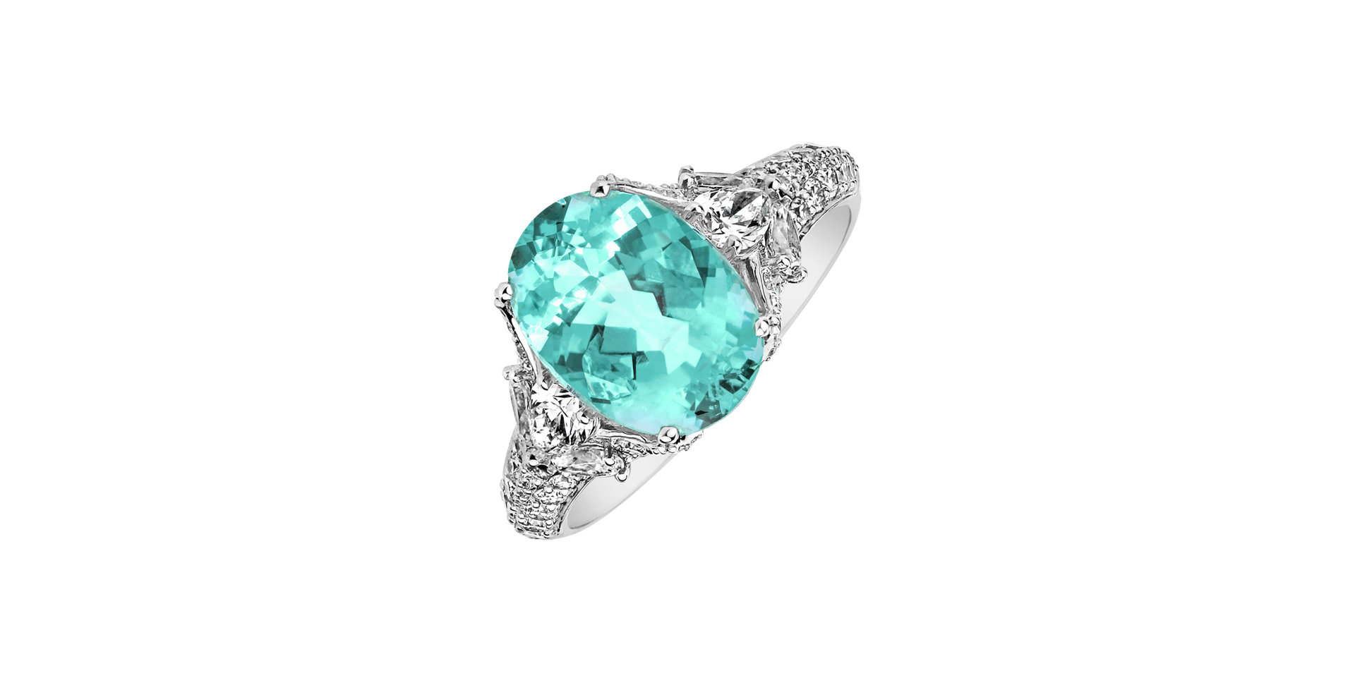 Diamond ring with Paraiba Royal Sky