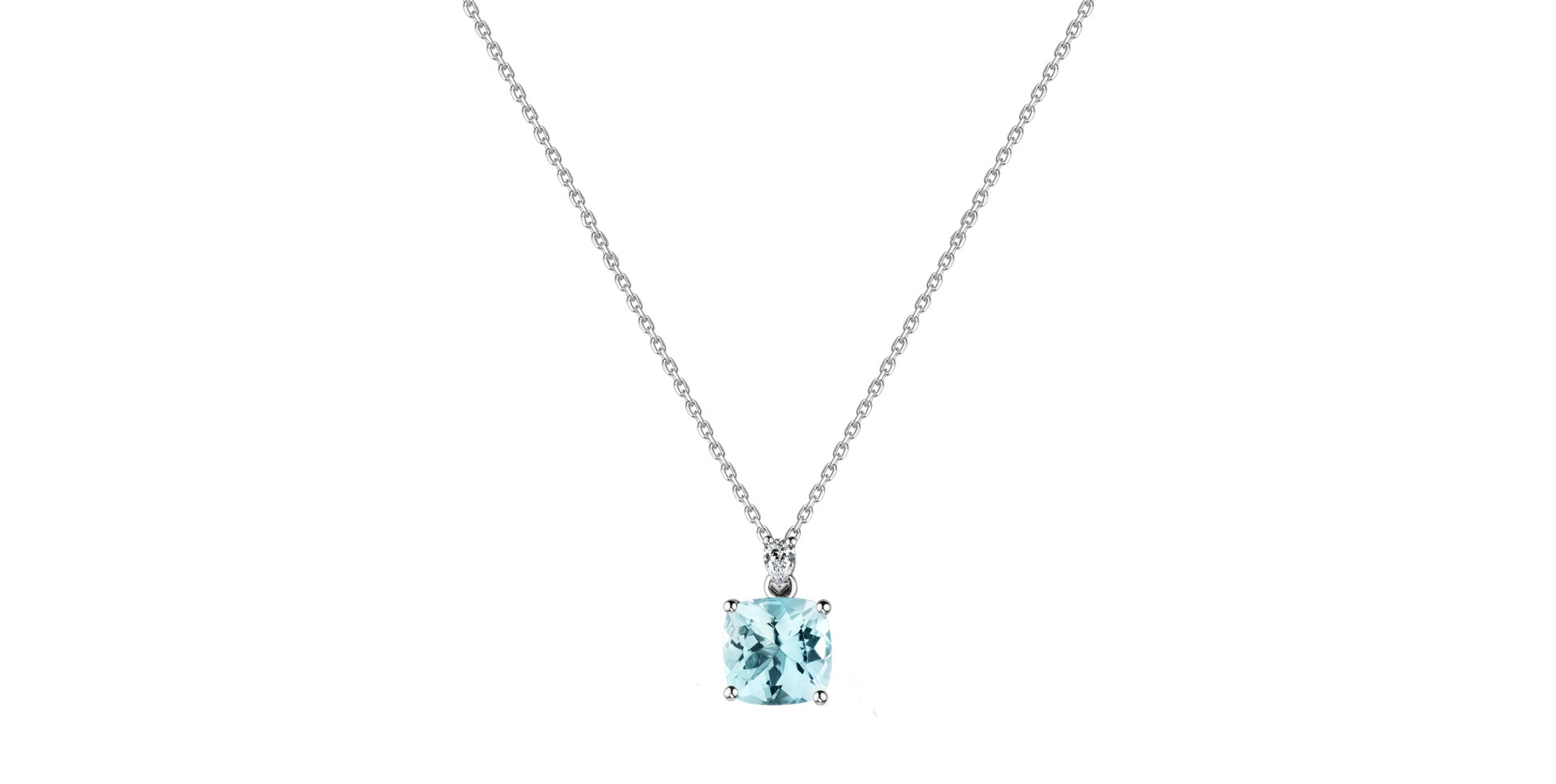 Diamond necklace with Aquamarine Marigold