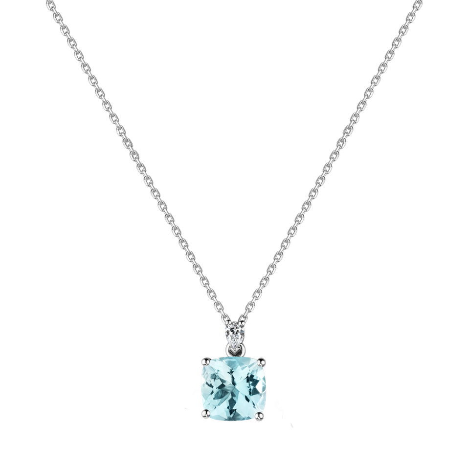 Diamond necklace with Aquamarine Marigold