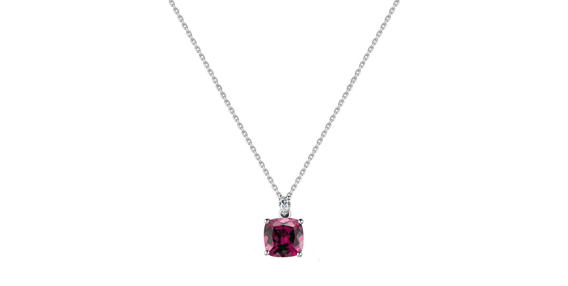 Diamond necklace with Rhodolite Marigold