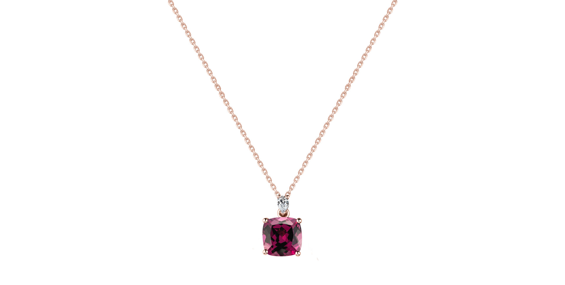 Diamond necklace with Rhodolite Marigold