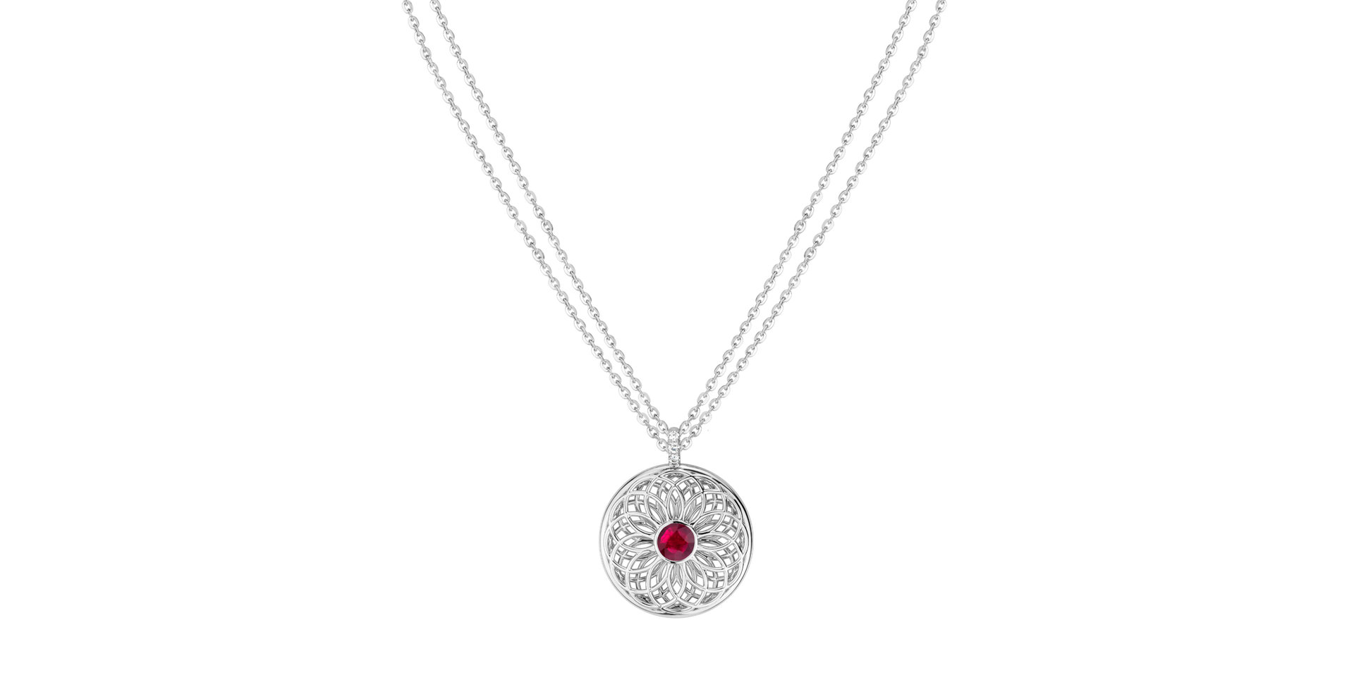Diamond necklace with Ruby Sphere of Light