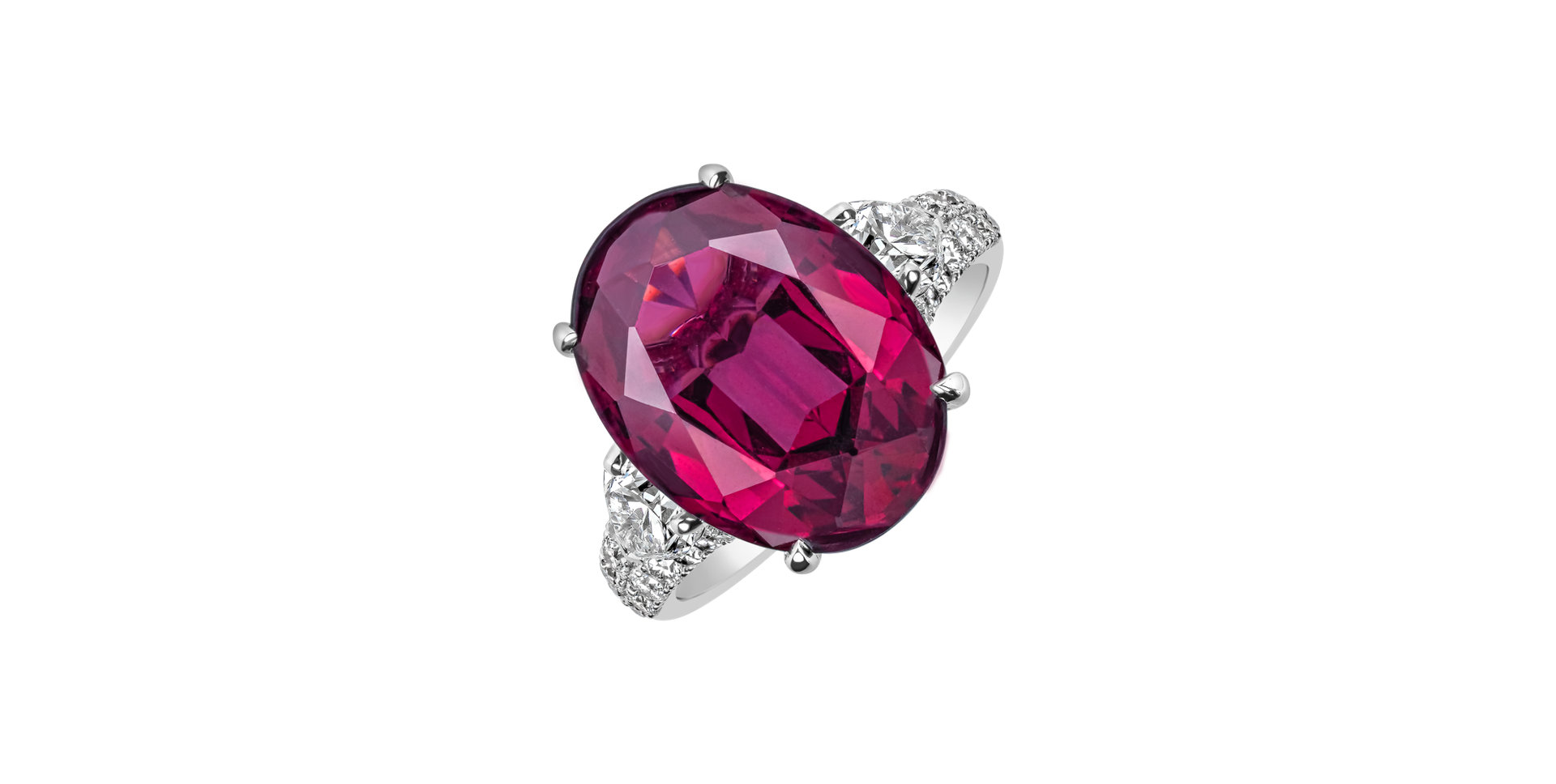 Diamond ring with Tourmaline Cherry Glow