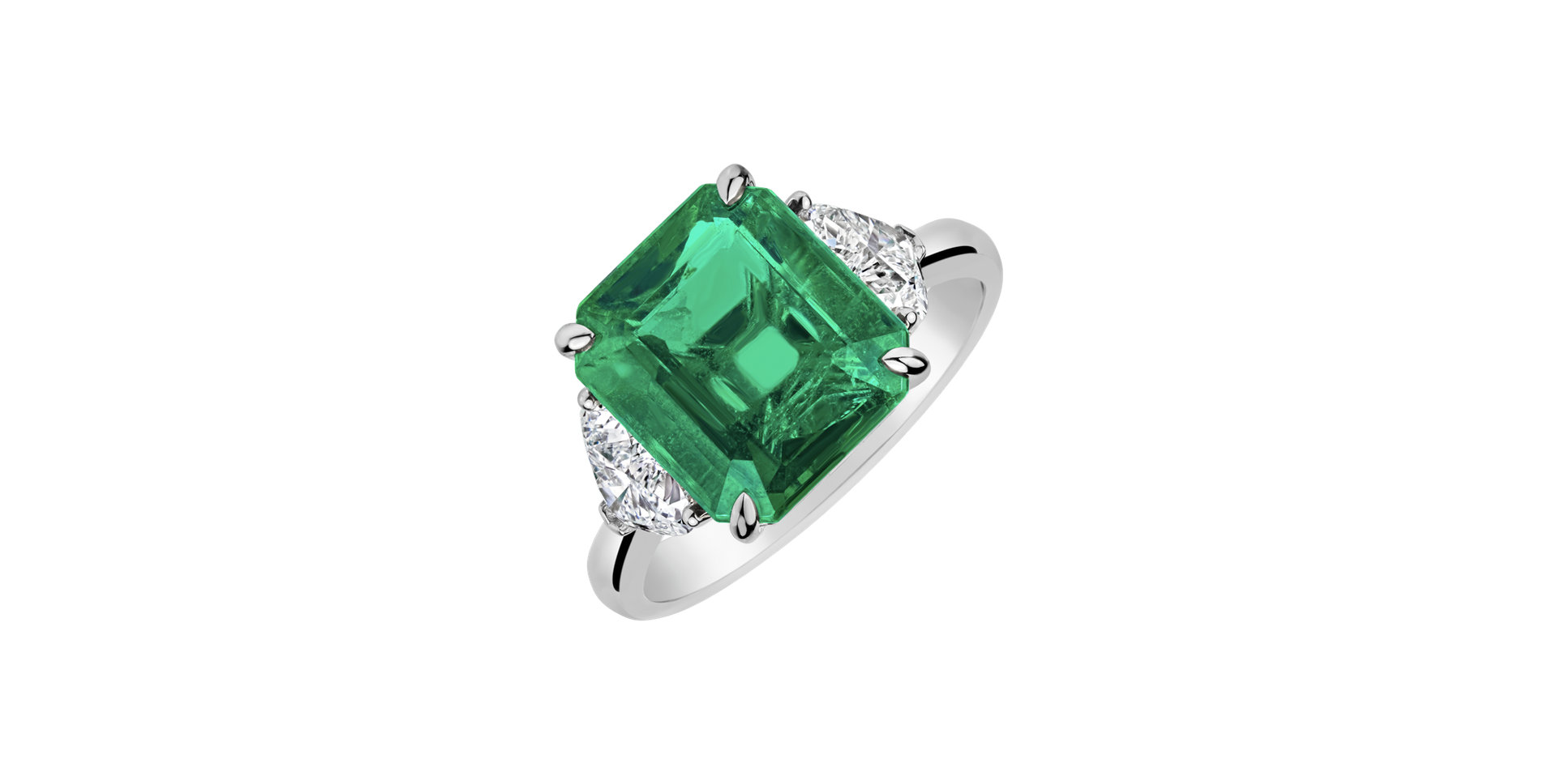 Diamond ring with Emerald Egbert