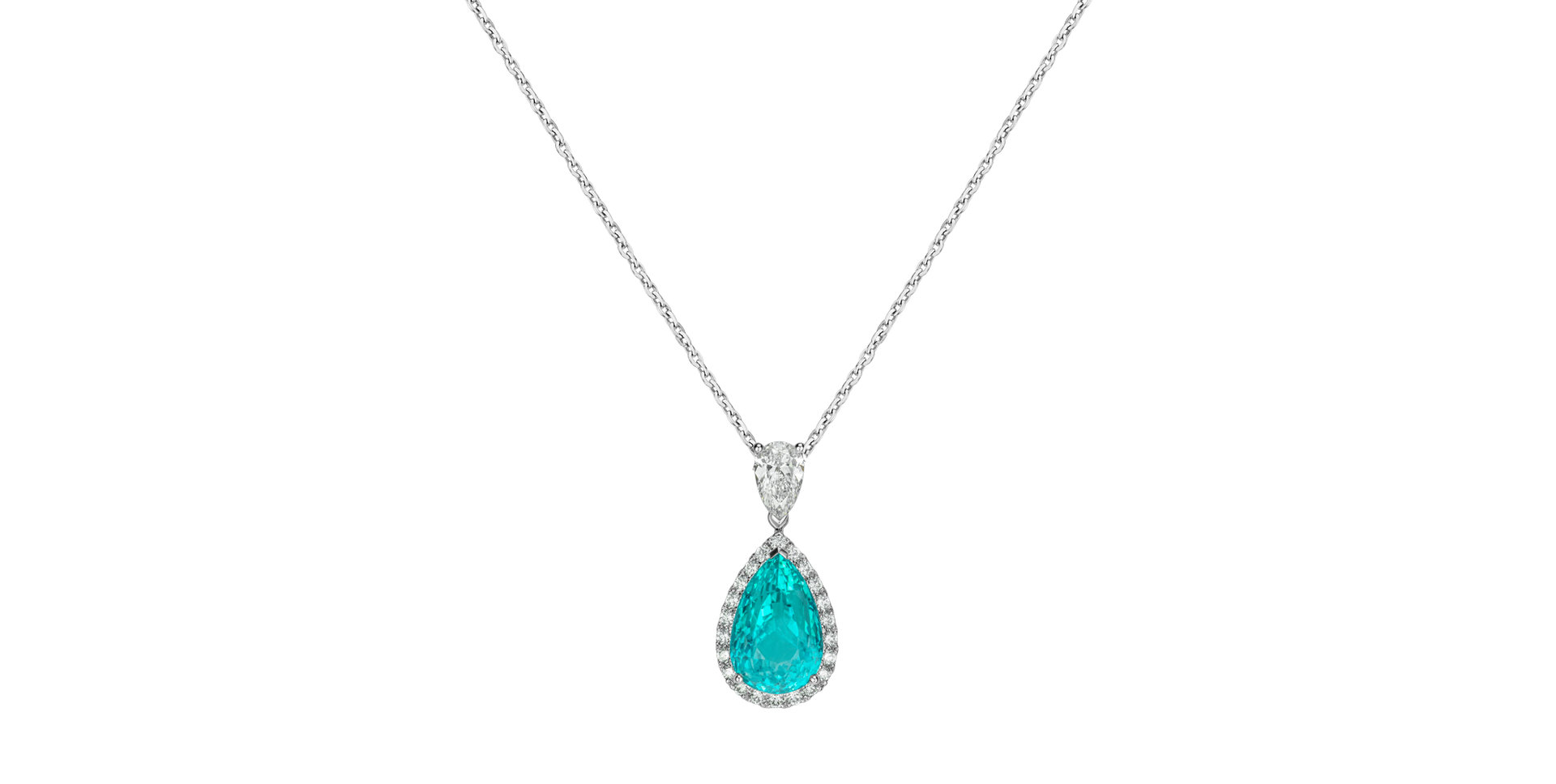 Diamond necklace with Paraiba Aqua Lume
