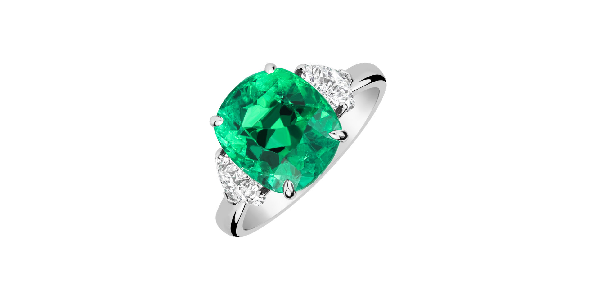 Diamond ring with Emerald Moonlit Fern