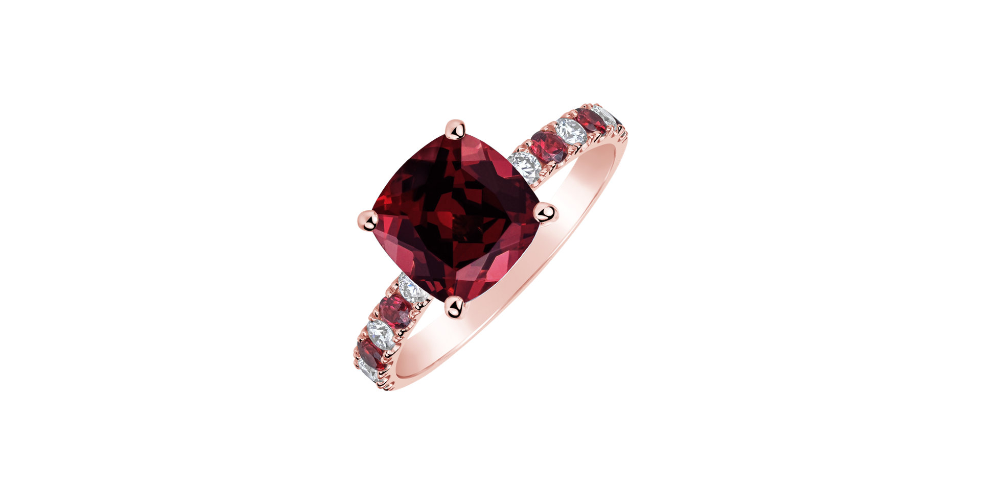 Diamond ring with Rhodolite Imelda