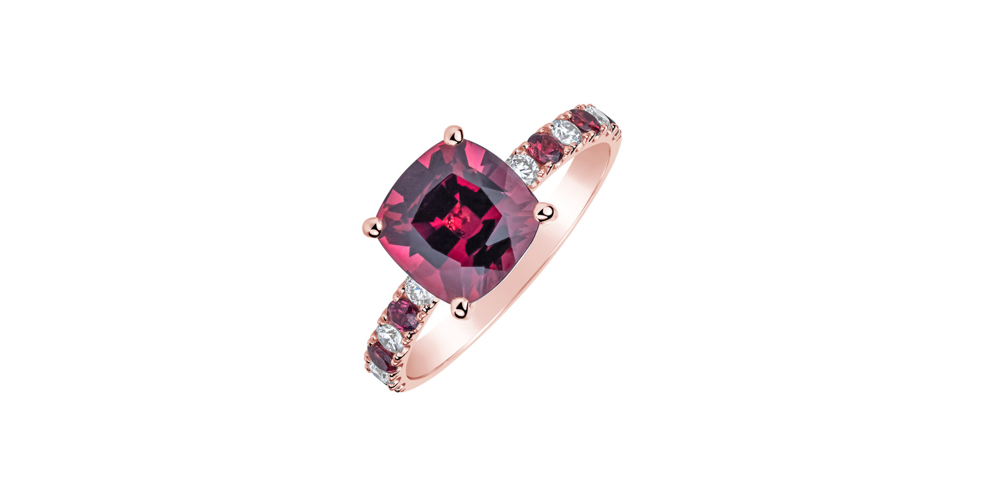 Diamond ring with Rhodolite Imelda