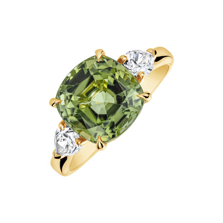 Diamond ring with Tourmaline Marigold