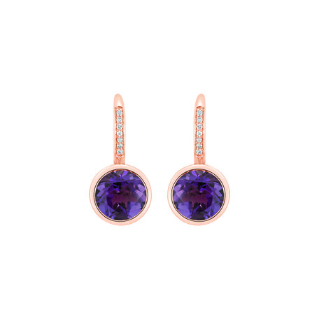 Diamond earrings with Amethyst Regal Elegance