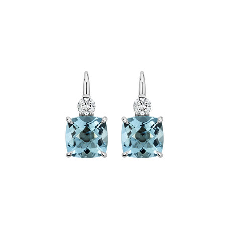 Diamond earrings with Aquamarine The Duchess