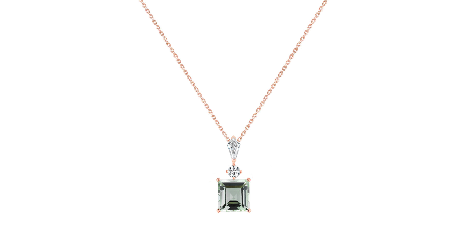 Diamond necklace with Tourmaline Green Illusion