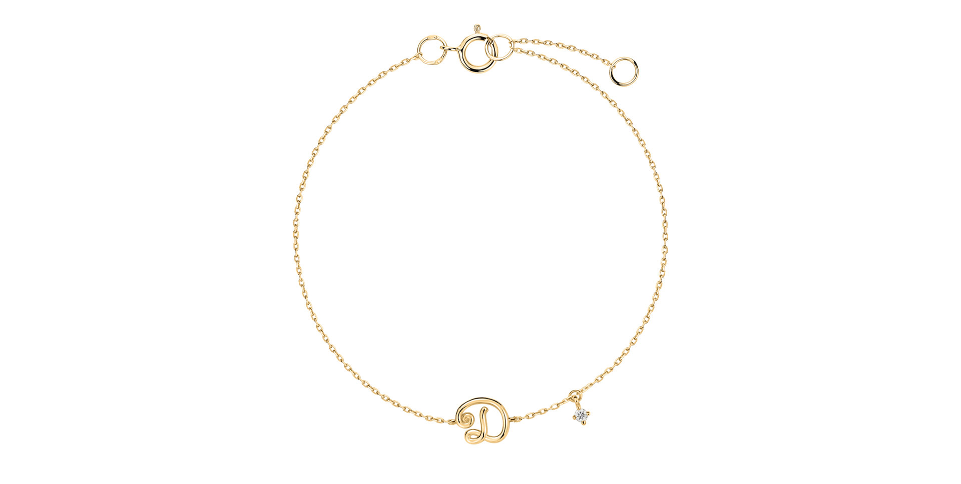 Diamond bracelet Curly Letter D