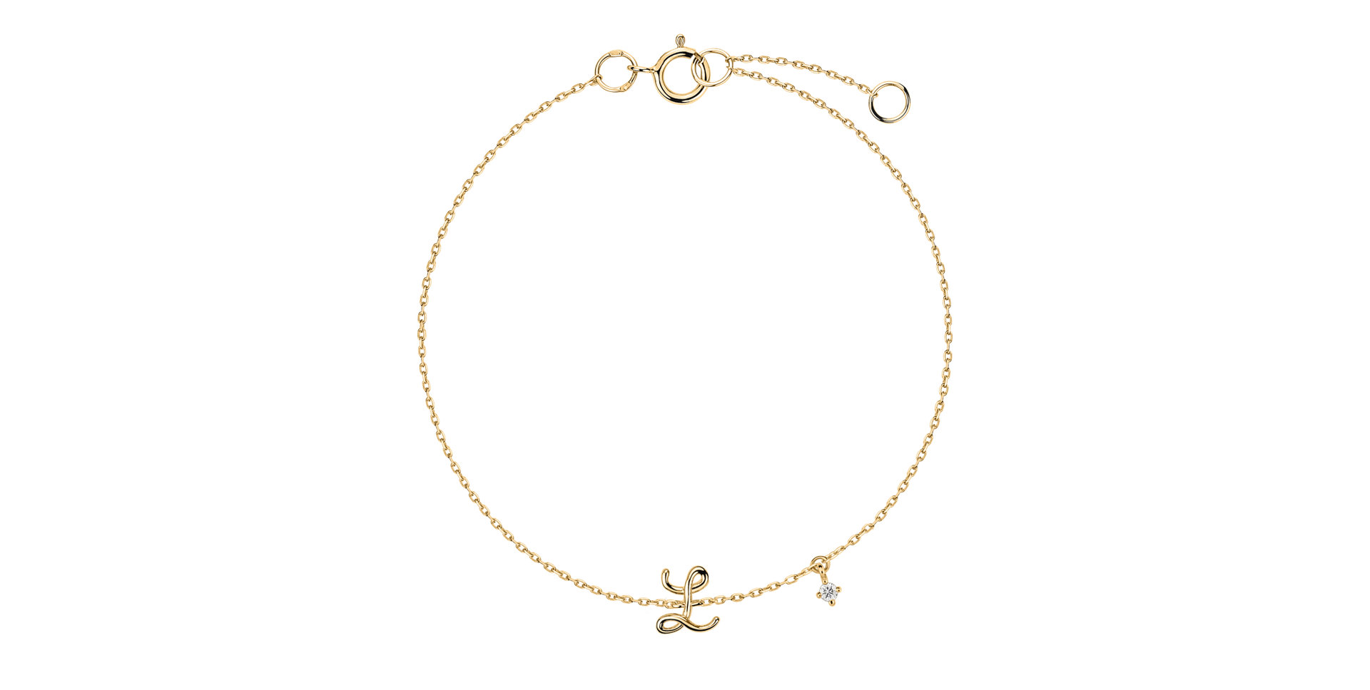 Diamond bracelet Curly Letter L
