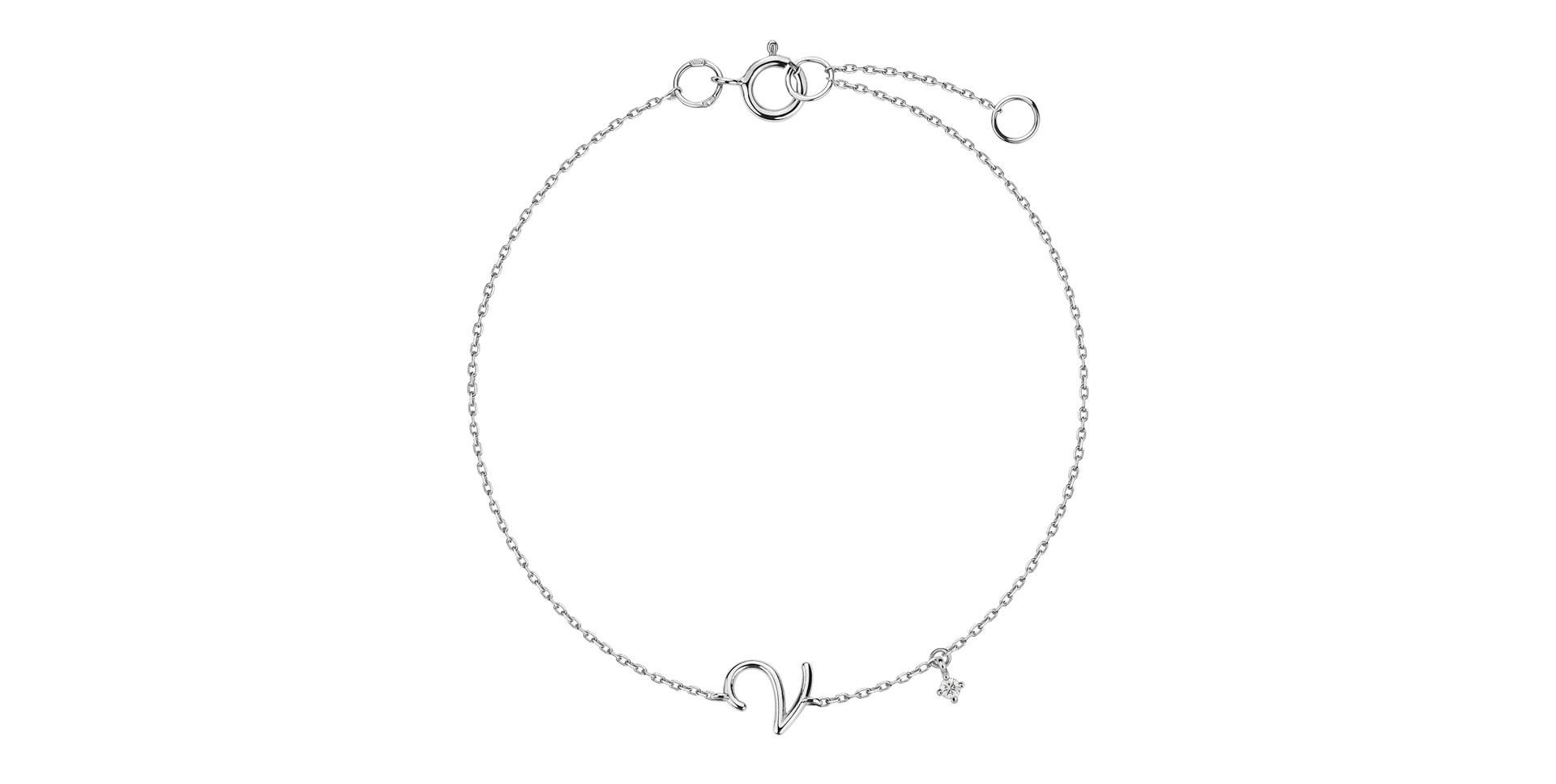 Diamond bracelet Curly Letter V