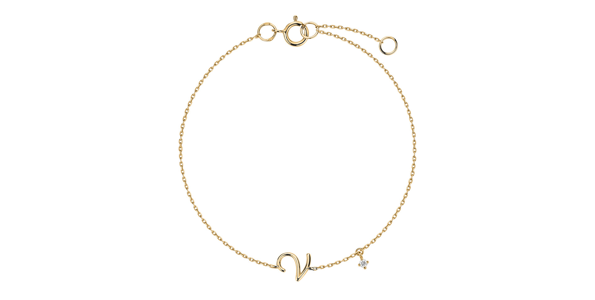 Diamond bracelet Curly Letter V