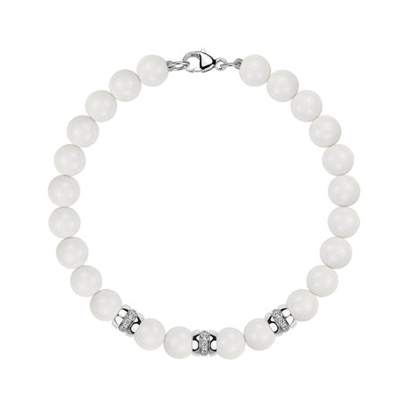 Diamond bracelet with Agates White Mirage