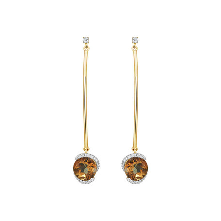 Diamond earrings with Citrine Expecting Perfection