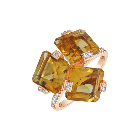 Diamond ring with Citrine Fragments
