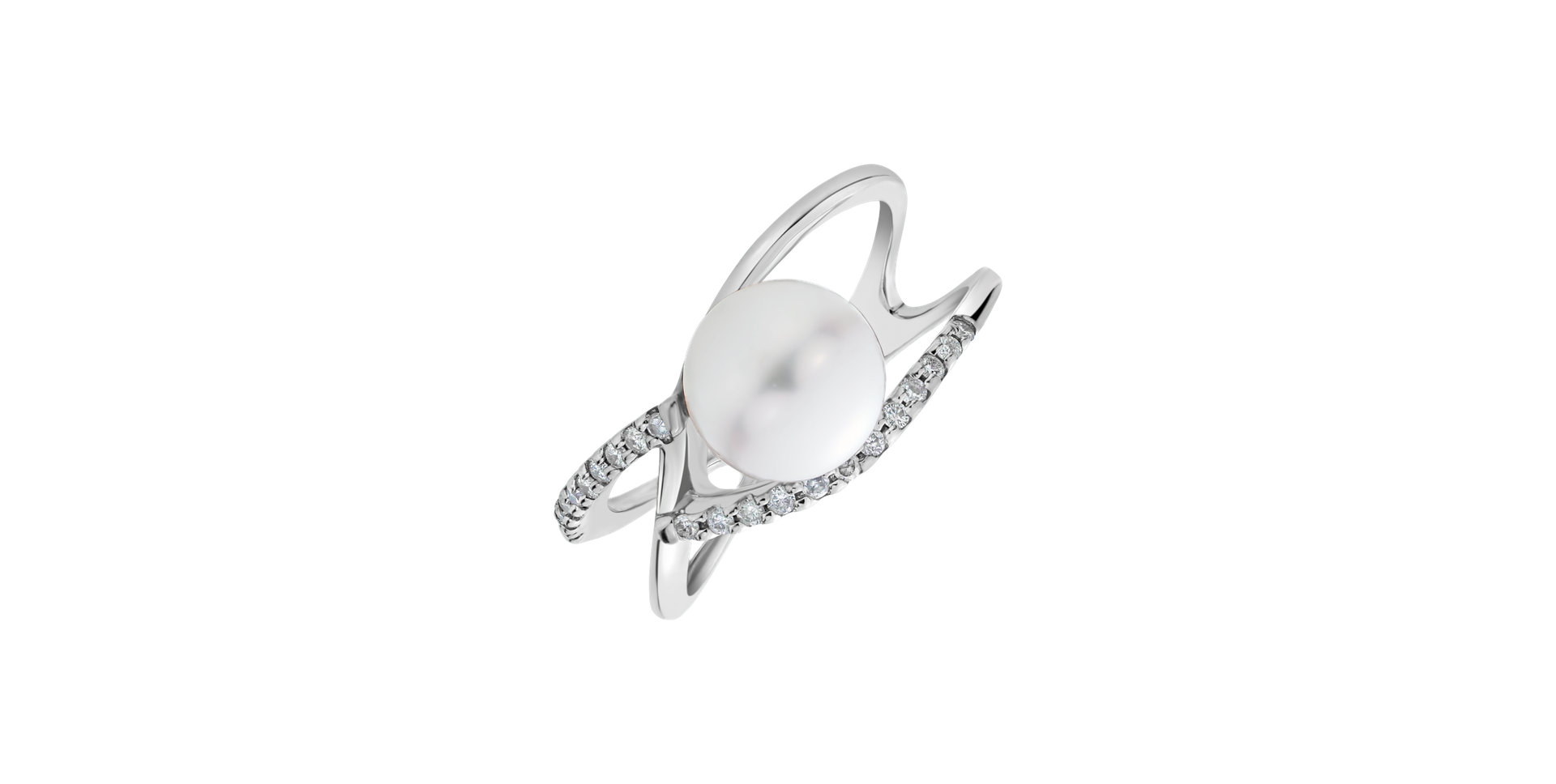 Diamond ring with pearl Pearl Flame