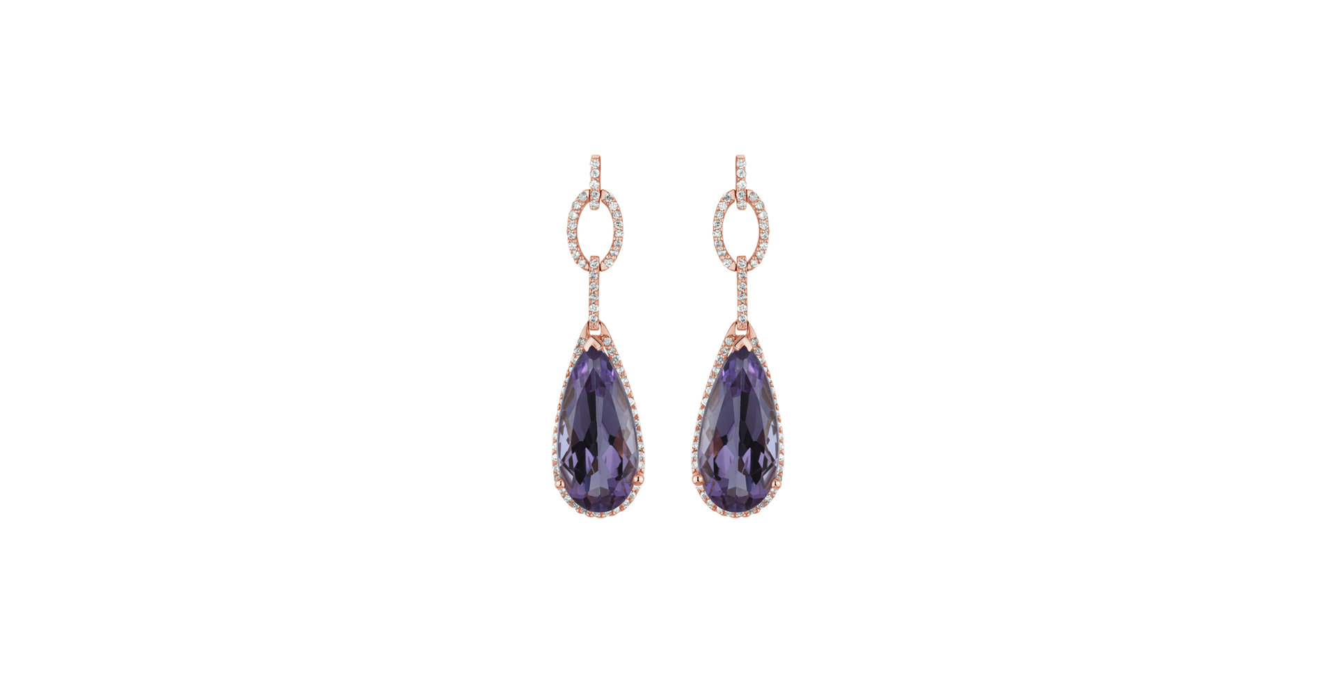 Diamond earrings with Amethyst Tear of Light