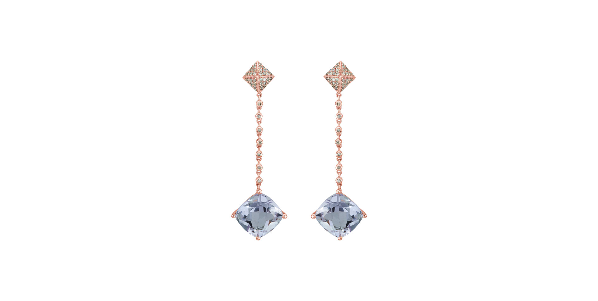 Diamond earrings with Amethyst Fairy Chain