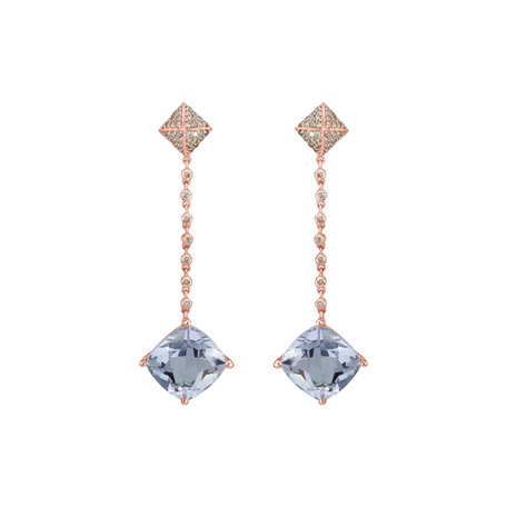 Diamond earrings with Amethyst Fairy Chain